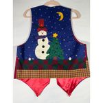 VTG Handmade Womens Christmas Vest Santa Snowman Tree Appliques Holiday Fun Sz L Blue Size L Photo 1
