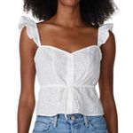 Louna Blouse Women Large White Eyelet Ruffle Shoulder Rent The Runway Cropped Photo 6