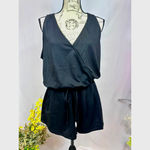LBLC the Label Lauren Romper Drawstring Waist Pockets Black L Size L Photo 5