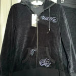 BCBGMAXAZRIA NWT  Velvet Rhinestones Iridescent Roses Hoodie Track Suit 2-Piece Photo 1