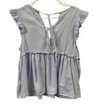 ZARA  Trafaluc Collection Light Blue Babydoll Double Tie Back Blouse Womens M Photo 4