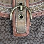 Coach Vtg  Soho Flap Hobo Brown Signature C Patchwork Shoulder Tote Bag W Rivets Photo 7
