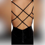 Windsor Black Velvet Formal Macy Dress Maxi, V-Neck, Front Slit Small O30 Photo 2