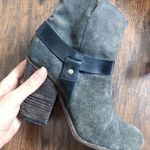 Coclico • suede ankle boots grey leather harness strap stacked high heel bootie Size 7.5 Photo 7