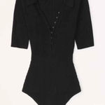 Abercrombie & Fitch  Knit Ribbed Hook-and-Eye Short-Sleeve Bodysuit Size Medium Photo 0