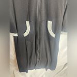 Ekouaer Black Zip Front Lounge Dress Housecoat Small Pockets 3/4 Sleeve Photo 1