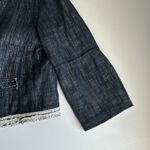 Elie Tahari Linen Blend Shaggy Flounce Sleeve Blazer Jacket Blue Sz: M Photo 3