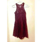 Material Girl Womens Juniors Cocktail Dress Lace Illusion - Zinfandel Photo 2