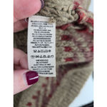 Free People Red Tan Aztec Fringe Knit Poncho Sweater Mock Neck Medium Large Photo 5