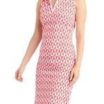 J. McLaughlin Dress Punch Pink & White Geo Sleeveless Bedford Zip Neck Sz XS EUC Photo 1