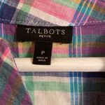 Talbots Linen Tank Top Vest Madras Plaid Pink Blue Size P Photo 1
