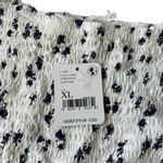 Free People  XL Oversized Bell Sleeve Smocked Crop Top Blue Ditzy Floral Coquette Photo 4