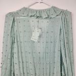 Retrofête Retrofete Lennon Embellished Silk Chiffon Dress in Green Size XS NWT Long Sleeve Photo 6