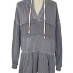 Free People Sail Away Hoodie Women’s Size S Ruffle Tiered Gauzy Gray Photo 3