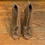 Badgley Mischka Mark & James  Leather Stiletto heel peep toe bootie Brown Size 10 Photo 1