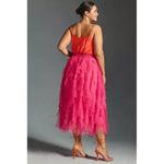 Anthropologie NWT by Chéri Cheri in Raspberry Pink Ruffled Tulle Midi Skirt MP Photo 3