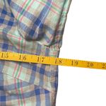 Talbots  Shirt Womens Button Up Long Sleeves Cotton Blue Aqua Plaid Ruffled XS Photo 7