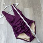 J.Crew Ruched Swimsuit v-neck one piece womens Purple (small) slimming classic Photo 1