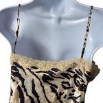 Y2K Gracie 100% Silk Leopard Print Lace and Sequin Babydoll Tank Festival M Brown Size M Photo 6