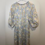 Rebecca Taylor Short Sleeve Satin Leaf Floral 100% Cotton Maxi Dress Size 8 Photo 9