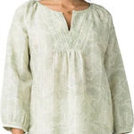 prAna  Leonardo Green White Floral Top Women’s Medium Photo 0