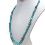 Silvertone Turquoise Chips Beaded Necklace 16.25" Photo 2