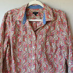 Talbots  Paisley Button Up 12 Western Career Garden Colorful‎ Floral 100% Cotton Photo 2