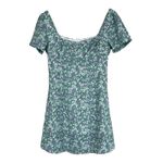 Princess Polly  Hastings Mini Dress Womens 4 Green Floral Puff Sleeve Coquette Photo 1