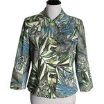 Harvé Benard Harve Benard‎ Tropical Print Blazer Jacket Size 6 Button Maximalist Green Photo 0