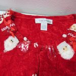 Love That Sweater Christmas Cardigan Santa Claus Stockings Red White Lg Beaded Photo 2