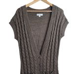 Merona Women Tunic Sweater Vest XL Brown Button Up Wool Blend Office Travel Y3K Photo 8