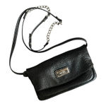 Nine West  Black Faux Leather Foldover Crossbody Bag Wristlet Photo 0
