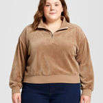 Abound  Women’s Velour Half-Zip Cropped Pullover Sweatshirt - Size 2X NWOT Photo 0