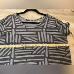 Orvis  Crew Neck Short Sleeve Geometric Pattern Blue Tee Shirt Dress Size L Photo 5