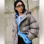Free People  Party of One Plaid Puffer jacket in tan combo- NWT XS Sold Out Photo 1