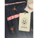 Cider  Women's Navy Blue Corduroy Floral Embroidered Long Sleeve Mini Dress 1XL‎ Photo 3