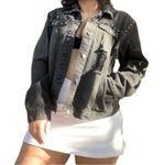 Love Tree Studded black distressed denim jacket size S Photo 5