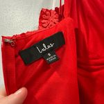 Lulus  Dramatic Desires Red Embroidered Bustier Tie Strap Maxi Dress Small S NWOT Photo 6