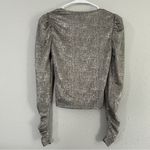 Rachel Zoe Gold Metallic Cinched Long Sleeve Party Formal Blouse XS Photo 3