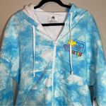 Disney Spirit Jersey Hoodie Adult Medium Blue Eats Macaron Tie Dye Puff Zip Photo 1