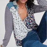 Anthropologie  Maeve Mixed Pattern Button Front Top Size XS Photo 3