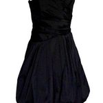 Betsy and Adam Taffeta Strapless Pleated 6 Mini Cocktail Dress Bubble Hem Black Photo 0