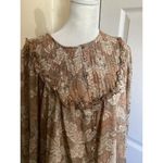 Bishop and Young  Tan Floral Sheer Long Sleeve Blouse Boho Peasant S Photo 1