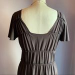 Mossimo dark brown V neck knit Grecian goddess dress short flutter sleeves Photo 4