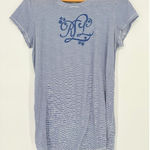 Ralph Lauren Lauren Pajama Gown Women's M Cotton Sleep Shirt Blue Striped Logo Photo 0