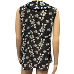 Loft Black White Floral Ruffle V Neck Lightweight Sleeveless Blouse Top Medium Photo 7