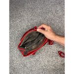 Women's Red Quilted Patent Leather Tote Bag Gold Chain Accent Photo 1