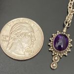 Vintage Handcrafted 925 Sterling Silver Amethyst Cabochon Pendant 18” Necklace Purple Photo 5