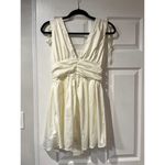 Shein Mod Cream V Neck Mini Dress Sleeveless Tie Strap Ruched S White Photo 5