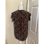 Jachs Girlfriend Jach’s Girlfriend Womens Black Floral Blouse Flutter Cap Sleeves M Photo 3